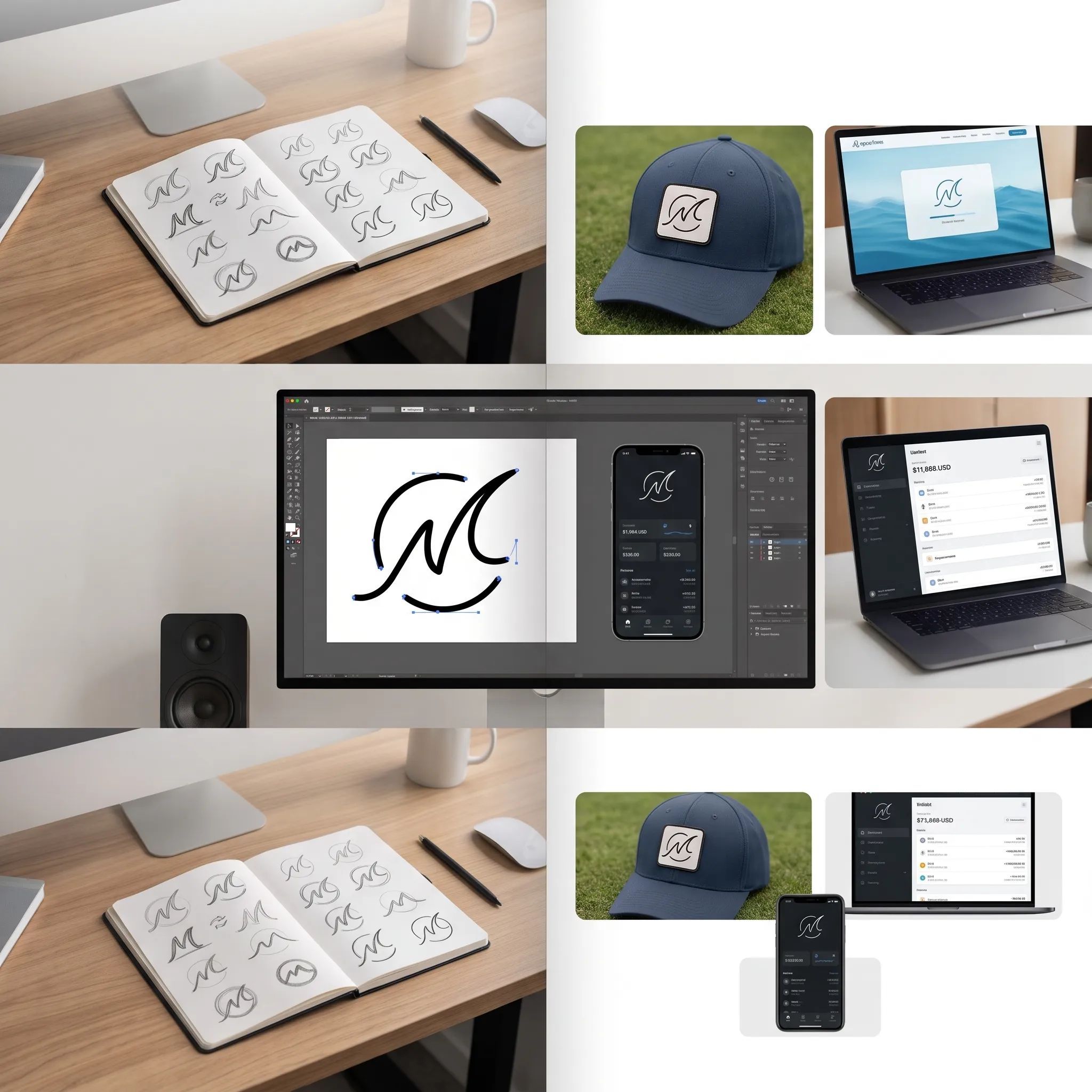 MC Design mark — In application — process visualisation (AI-created)